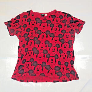 H&M Disney Mickey Mouse Red AOP Size M Shirt Authentic